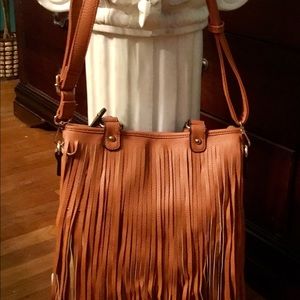 Leather fringe purse